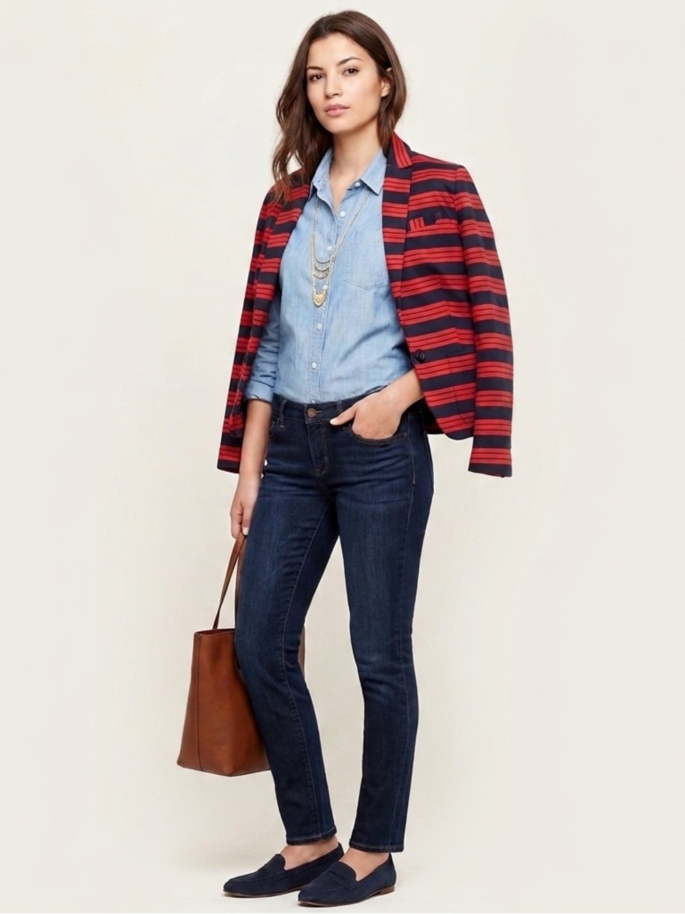 GAP Academy Blazer Cotton Navy Red Striped Schoolboy Jacket Dark Academia Preppy - Picture 10 of 10